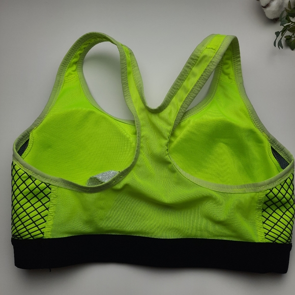 NIKE DRI FIT Neon Yellow Black Sports Bra S - Picture 6 of 9
